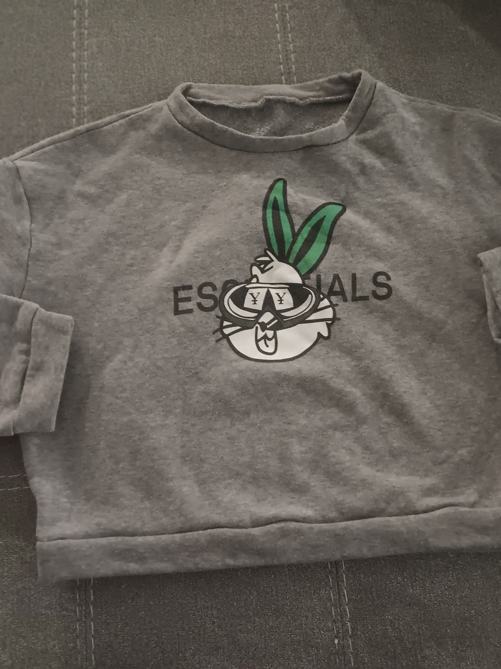 & Other Stories Gray Kids Sweatshirt with Green Bunny Graphic
